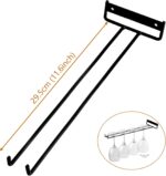 TERRIFI Glass Cup Rack, 2 PCS Stemware Rack Black, Drinking Glass Holder Under Shelf Metal Wall Mounted Hanging Rack Shelf Mug Cup Display Stand, Glasses Storage Hanger for Cabinet Kitchen, 12Inch - Image 3