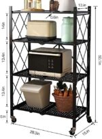 4 Tier Foldable Storage Shelf Unit Heavy Duty Storage Black - Image 3