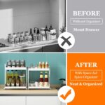 Pull Out Spice Rack Organizer,Standing Shelf Jars Storage Holder, Foldable Seasoning Shelf Organizer for Kitchen Storage, For Countertop and Cabinet (White) - Image 4