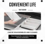 Utensil Organizer for Kitchen Drawers, Expandable Cooking Utensil Tray, Adjustable Cutlery Silverware Flatware Holder, Large Capacity Plastic Kitchen Spatula Tools and Gadgets Storage Divider, White - Image 5