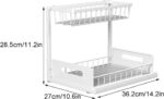 ZERIFAM Under Sink Organizer - 2 Tier Bathroom Cabinet Organizer, Pull-Out Layered Storage Rack, Multifunctional Storage Rack For Sinks, Bathrooms, And Kitchens. (White) - Image 2