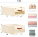 U-HOOME Closet Organizers and Storage,4pcs Fabric Foldable Clothes Organizers Bins for Closet,Stackable Storage Shelf Drawers for Cupboard Wardrobe Bedroom,Living Room,Under Bed (Beige) - Image 2
