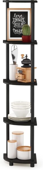 Furinno Turn-N-Tube 5 Tier Corner Display Rack Multipurpose Shelving Unit, 1-Pack, Espresso/Black - Image 6