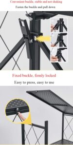 Lightweight and Convenient 5 Tier Folding Shelf Kitchen Shelf Organizer Rack Foldable Rolling Cart for Living Room Bathroom Balcony - No Assembly Required/Black/71X39X163Cm - Image 4