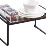 HOME DWELL Kitchen Cabinet Organizer Shelf 32 cm, Kitchen Shelf Riser for Cabinets & Countertops, Wire Rack Storage Organizer for Mugs, Plates & Pantry, Black
