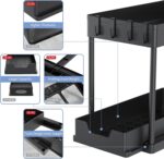 Jorunb Under Sink Organizer, 2 Tier Bathroom Cabinet Organizer with Sliding Basket, Multi-Purpose Under Sink Organizers and Storage for Bathroom Kitchen (4 Hooks) - Image 3