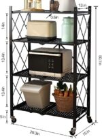 ECVV 4 Tier Foldable Storage Shelf Unit with Wheel, Heavy Duty Storage Shelving Unit for Kitchen, Garage and Laundry Bathroom Tool Organization, Black - Image 3