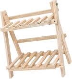 Zerodis Storage Racks Tiers Space Saving Wooden Shelf Foldable Desktop Bookshelf Double Layer Shelf for Top of Desk Office Storage Rack for Office Study Kitchen Dorm Desk Organizer - Image 5