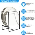 2PCS Vertical Plate Holders, Kitchen Plate Organizer for Cabinet, Upright Dish Storage Rack for Small Plates, Black, Space-Saving Design for Cupboard and Countertop - Image 5