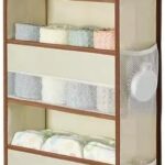 MISTHO 1pcs 4-shelf hanging storage box with 2 metal hooks 4-bag anti-swing door rear storage box with clear window, suitable for bathroom wardrobe, bedroom, dormitory, baby diapers, children's toys