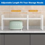 ANTOLE Expandable Cabinet Shelf Organizer Rack, Pantry Organizer Lengthen from 13.7” to 25.5”,Spice Rack Expandable Shelves,Kitche Adjustable Height Pantry Shelf for Kitchen Cabinet (White) - Image 4