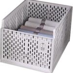 Stackable Plastic Storage Basket-Foldable Closet Organizers Storage Bins Drawer Shelf Storage Container for Wardrobe Cupboard Kitchen Bathroom Office with 8 Folding plates