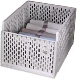 Stackable Plastic Storage Basket-Foldable Closet Organizers Storage Bins Drawer Shelf Storage Container for Wardrobe Cupboard Kitchen Bathroom Office with 8 Folding plates