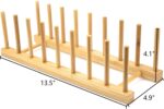 Lawei 4 Pack Bamboo Dish Drying Rack, Plate Rack Stand Pot Lid Holder, Dish Organizer Rack for Plates, Cups, Bowls, Dish, Cutting Board, Drying Rack Stand Drainer, Kitchen Cabinet Organizer - Image 2