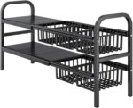 U-HOOME Under Sink Organizer, 2Tier Expandable Cabinet Shelf Organizer with 5 Removable Panels and 5 Storage Basket for Under Shelf Bathroom Storage Organize Rack Holder, Kitchen Sink Dish Rack - Image 2