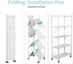 Toshionics Multi-Tier Foldable Shelving Unit, Heavy Duty Storage with Wheels Zero Assembly Rolling Cart for Home/Office/Garage/Laundry/Organizer, Metal Wire, Collapsible Organizer (5 layer, White) - Image 3