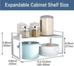 U-HOOME Expandable Kitchen Cabinet Organizer Shelf, Spice Rack Organizer for Cabinet and Countertop, 2 Tier Metal Adjustable Storage Shelves for Kitchen Pantry Cupboard Pantry Storage (White) - Image 3