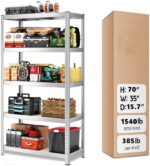 5-Tier Storage Shelves, Garage Storage, Boltless Assembly, Adjustable Shelving Unit, for Shed Warehouse Basement Kitchen