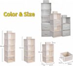 Wardrobe Hanging Storage Bag Hanging Closet Organizer, Dressing Room Finishing Hanging Underwear Storage Bag Household Multi-Layer Box Dust Bag Foldable Includes 2 Drawers (5-tier, grey) - Image 2