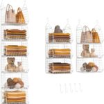6 Tier Closet Hanging Organizer, Separable Hanging Closet Shelves with 4 Hangers & 5 Hooks, Freestanding Wire Storage Baskets for Clothing Sweaters Socks Handbags, Wardrobe Organization (31x30x152cm)