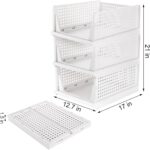 Stackable Storage Bins, Plastic Clothes Drawer Organizer, Wardrobe Storage Box Shelf Basket, Foldable Sliding Bins for Cabinet, Laundry, Bedroom Closet, Office Supplies, White 3 Pcs - Image 7
