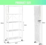 SKY-TOUCH Foldable Storage Shelves 5 Tier, Storage Racks Kitchen Cabinet, Shelf Storage Multipurpose Rack for Living Room Bedroom Kitchen Garage Easy Assembly White 5-shelf - Image 4