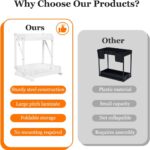 Pull Out Spice Rack Organizer,Standing Shelf Jars Storage Holder, Foldable Seasoning Shelf Organizer for Kitchen Storage, For Countertop and Cabinet (White) - Image 3