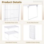 Cabinet Organizer Shelf, 2 Pcs Foldable Stackable Spice Rack, Ventilated Material Pantry Storage Shelves, Counter Shelf for Cabinets, Countertop, Makeup, Bathroom, Desk, Cupboard, White - Image 7