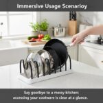 Pots and Pans Organizer, Baking Tray Storage Rack, Cutting Board and Saucepan Lid Holder – Space Saver Kitchen Cabinet and Countertop Organizer, Premium Plastic, 41.2 x 16.8 x 15 cm - Image 3