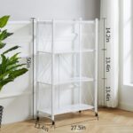 4-Tier Foldable Storage Shelves with Caster Wheels - White