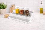 3-Tier Spice Rack Organizer – Non-Skid Kitchen Cabinet Shelf for Bottles, Jars & Seasonings | Expandable Countertop Storage Stand (White) - Image 8