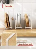 2pcs Kitchen Space Saver Dish Rack, Plate Holder, Dish Drainer, Drying Stand for Cabinet Shelf Organiser Counter Top Storage for the use of Plates Pan-Pot Lids Cutting Board - White Small(W+N) - Image 5