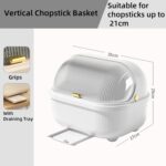 Dish Drying Rack,Large Dish Racks Organizers with Drainboard,Household with Lid Dish Draining RacK,Tableware Storage Box for Kitchen Counter Cabinets,for Kitchen,35 * 27 * 29CM (White) - Image 3