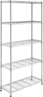 5-Tier Wire Storage Shelving Rack Unit for Home Bathroom Kitchen, BEONE 5 Shelves DIY Unit Metal Kitchen Storage Rack, Silver, 55x30x150cm (5 Tier, Silver) - Image 3