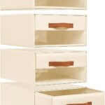U-HOOME Closet Organizers and Storage,4pcs Fabric Foldable Clothes Organizers Bins for Closet,Stackable Storage Shelf Drawers for Cupboard Wardrobe Bedroom,Living Room,Under Bed (Beige)