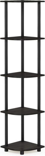 Furinno Turn-N-Tube 5 Tier Corner Display Rack Multipurpose Shelving Unit, 1-Pack, Espresso/Black - Image 8