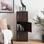 Danube Home Carlotta 3 Door Storage Cabinet | Strong and Sturdy Home Kitchen Organiser Rack Modern Design Furniture For Dining Room, Living Room, Kitchen L40xW29xH106 cm Walnut - Image 2