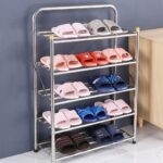 5-Tier Portable Shoe Rack Freestanding Stainless Steel Shoe nizer Foldable Storage Shelf for Closet Shoe Storage Solution Space-Saving Design - Image 2