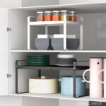 U-HOOME Expandable Kitchen Cabinet Organizer Shelf, Spice Rack Organizer for Cabinet and Countertop, 2 Tier Metal Adjustable Storage Shelves for Kitchen Pantry Cupboard Pantry Storage (White) - Image 5