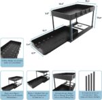 Qunix 1 Pc Under Sink Organiser│ Multi-Purpose Storage Cabinet Organiser For Kitchen & Bathroom│Space Saver 2-Tier Sliding Rack For Workspace│Compactable Nonslip Stand For Laundry With 4 Hooks【Black】 - Image 7