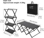 Crystalberry 2 in 1 Folding Shelf Storage Rack, 3-Tier Heavy Duty Foldable Metal Rack Storage Shelving Unit, Aluminum Alloy Organizer Shelves with Carry Bag for Kitchen Camping Picnic - Image 3