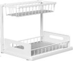 ZERIFAM Under Sink Organizer - 2 Tier Bathroom Cabinet Organizer, Pull-Out Layered Storage Rack, Multifunctional Storage Rack For Sinks, Bathrooms, And Kitchens. (White)