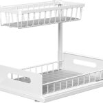 ZERIFAM Under Sink Organizer - 2 Tier Bathroom Cabinet Organizer, Pull-Out Layered Storage Rack, Multifunctional Storage Rack For Sinks, Bathrooms, And Kitchens. (White)