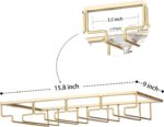 FOMANSH Wine Glass Rack Under Cabinet - Stemware Holder Metal Wine Glass Organizer Glasses Storage Hanger for Bar Kitchen Gold 4 Rows - Image 4
