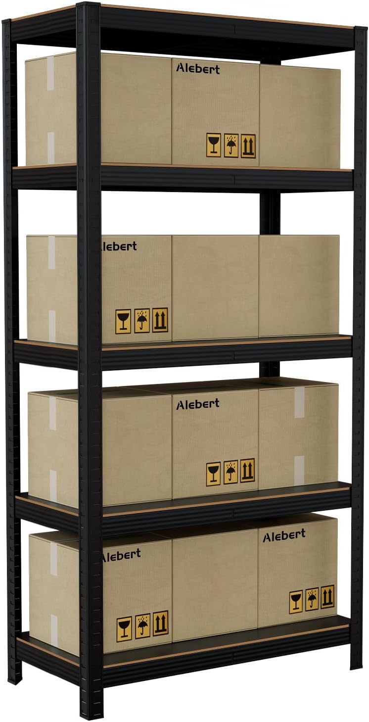 61wJ1v8dKHL._AC_SL1500_.jpg WWI Storage Shelves Metal Shelves Steel Rack 180cm Five Layers Metal Storage Rack Height Adjustable Storage Shelves (black1, 90 * 40) - Image 1