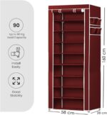 YouCopia Collapsible Wardrobe 9 Shelves Storage Clothes Storage Rack Quick Wardrobe/Cabinet/Multipurpose Storage Rack, Foldable, Collapsible Fabric Organizer (Maroon) - Image 4