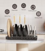 2pcs Pots and Pans Organizer Under Cabinet,Sliding Pot Lid Holder and Pan Rack in Kitchen,Pull Out Cabinet Organizer for Pot Lid,Bakeware,Dishes,Kitchen Organizer for Counter and Cabinet (Black) - Image 5