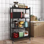 4-Tier Heavy Duty Foldable Metal Rack Storage Shelving Unit with Wheels Moving Easily Organizer Shelves Great for Garage Kitchen Holds up to 1000 lbs Capacity, Black - Image 3