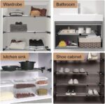 Hershii Expandable Closet Tension Shelf Rod Adjustable Metal Clothes Storage Rack Cabinet Organizer Hanger DIY Divider Separator Shelves for Wardrobe Cupboard Kitchen Bathroom, Black - Image 5