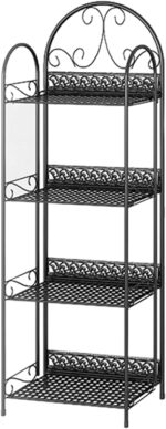 Foldable Shelving Unit(4-Tier), Metal Kitchen Shelving Microwave Oven Shelf Utility Storage Shelf for Living Room, Bathroom, Balcony(Size:Blue,Color:4-Tier) (4 Tier)